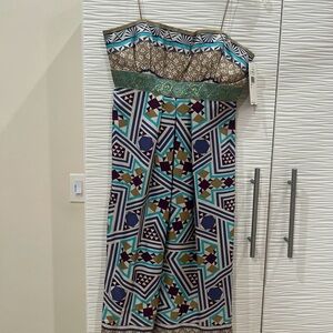 Nicole Miller Strapless Dress with Geometric Patterns